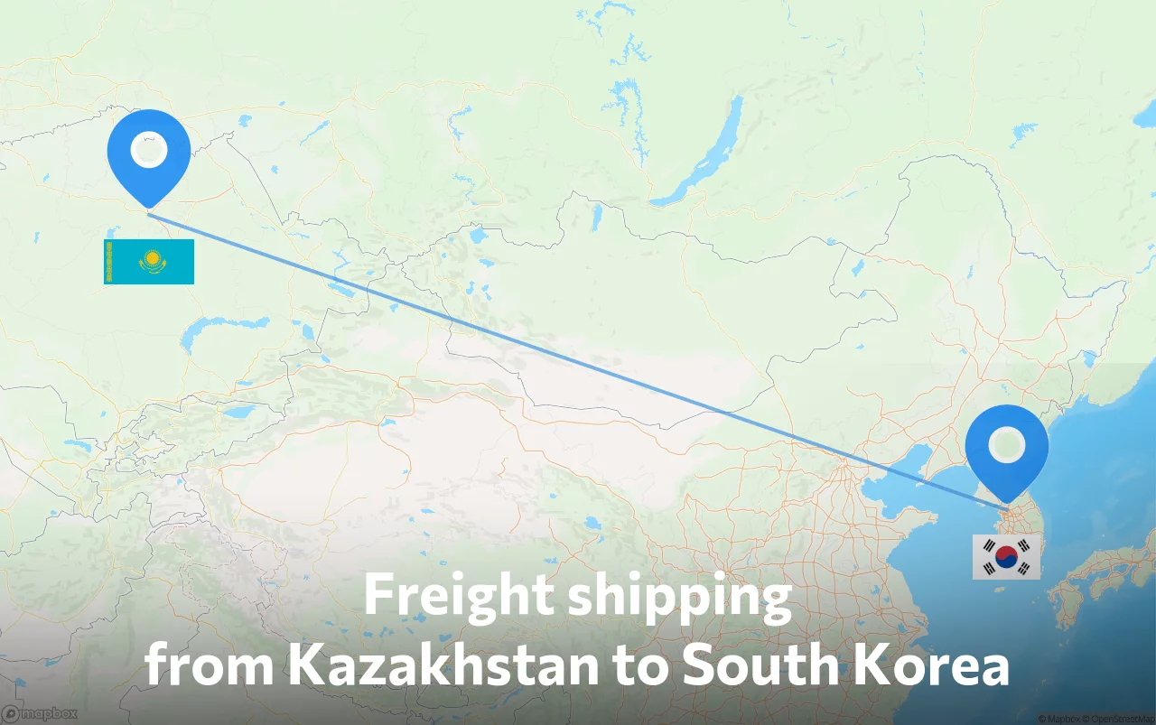 Shipping route from Kazakhstan to South Korea