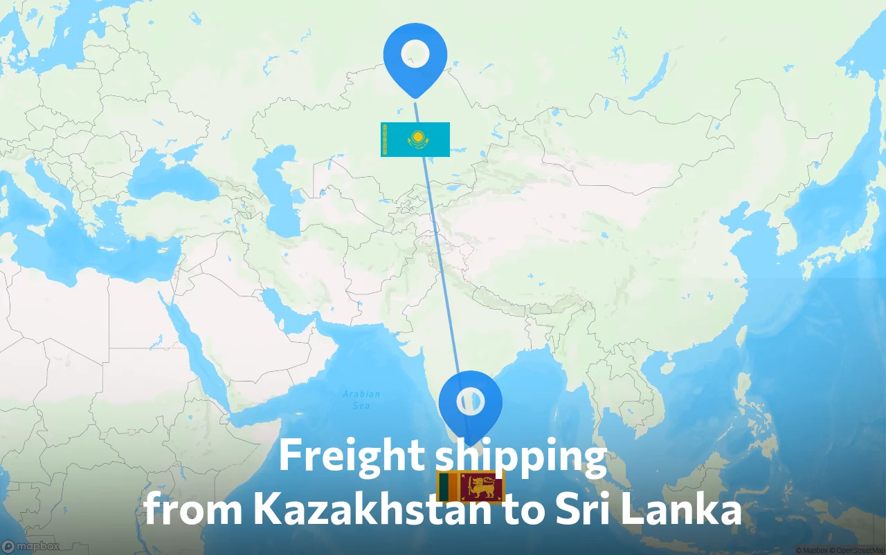Shipping route from Kazakhstan to Sri Lanka