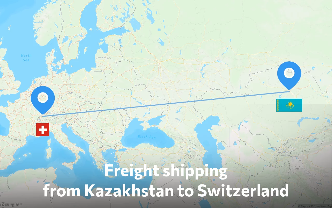 Shipping route from Kazakhstan to Switzerland