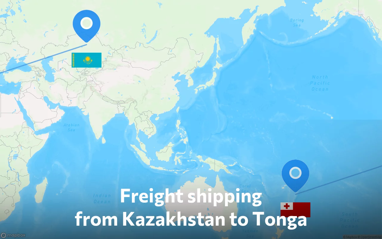 Shipping route from Kazakhstan to Tonga