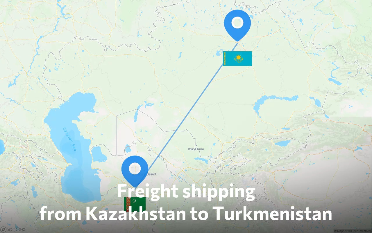Shipping route from Kazakhstan to Turkmenistan