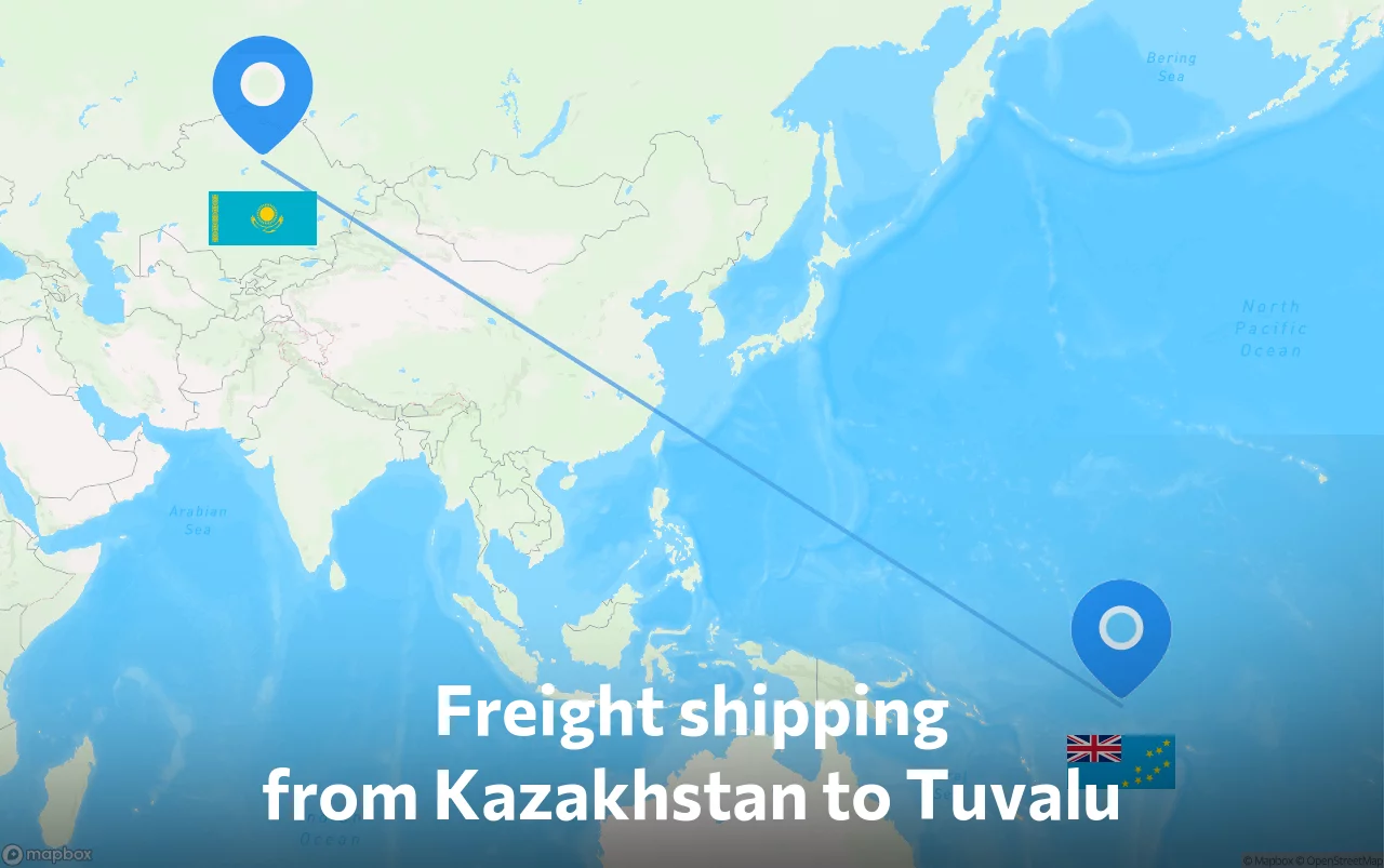 Shipping route from Kazakhstan to Tuvalu