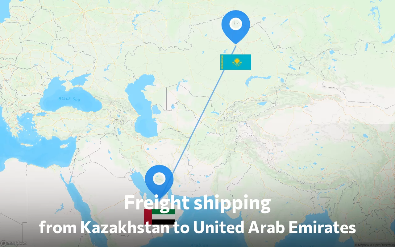 Shipping route from Kazakhstan to United Arab Emirates