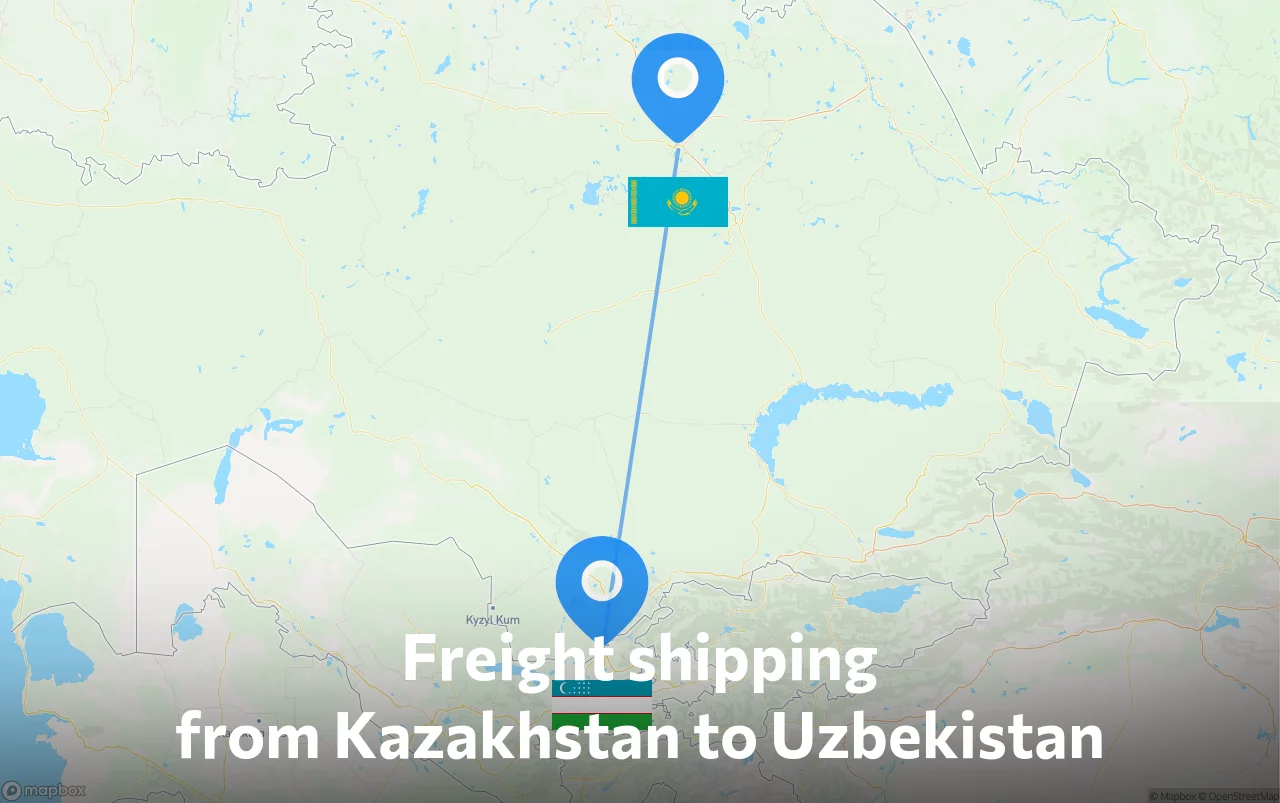Shipping route from Kazakhstan to Uzbekistan