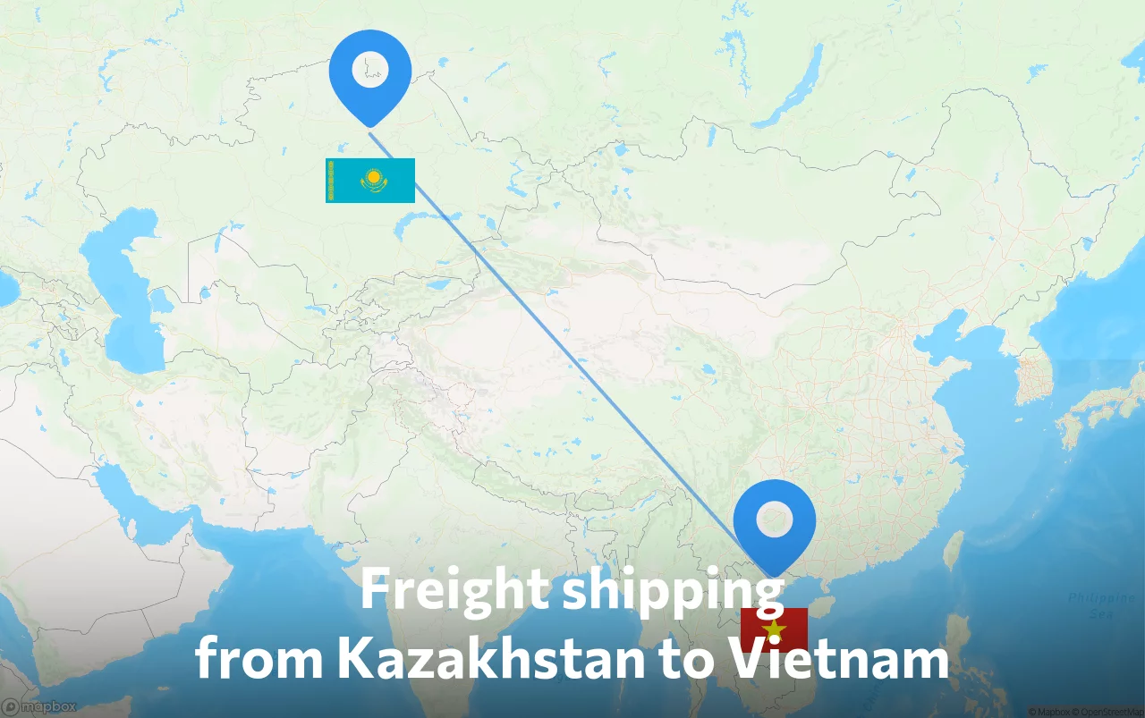 Shipping route from Kazakhstan to Vietnam