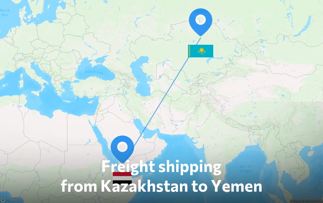 Shipping route from Kazakhstan to Yemen