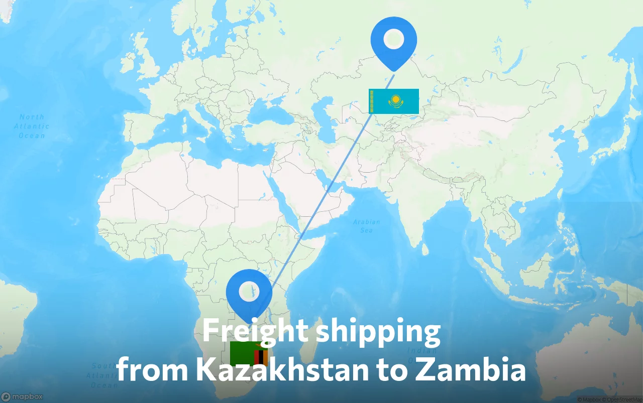 Shipping route from Kazakhstan to Zambia