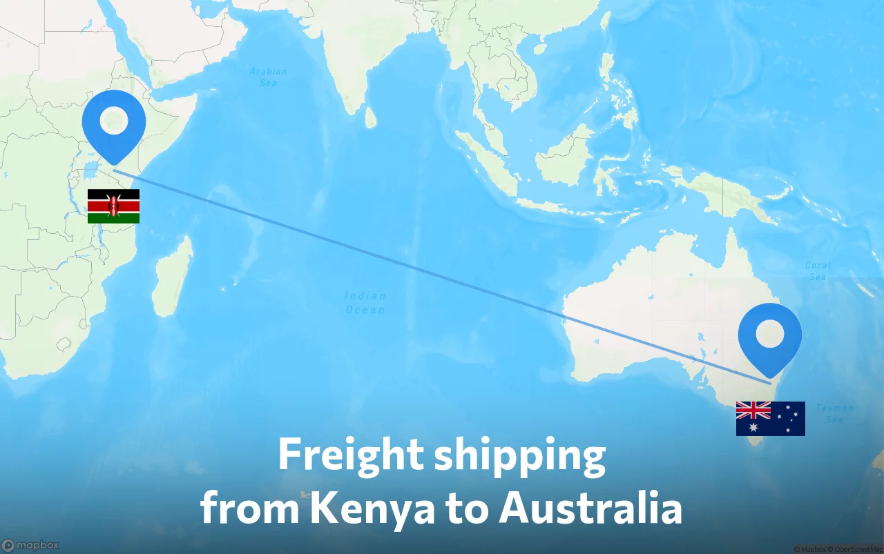 Shipping route from Kenya to Australia