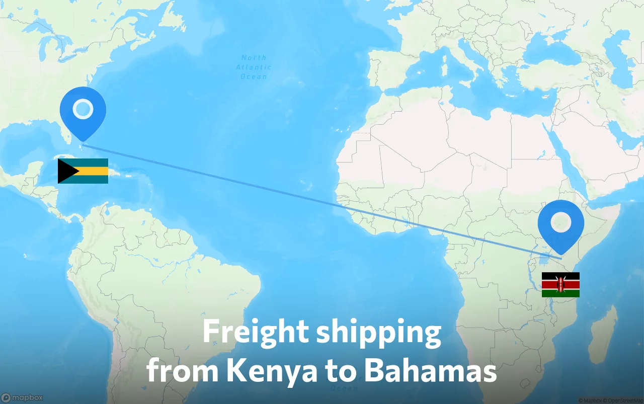 Shipping route from Kenya to Bahamas