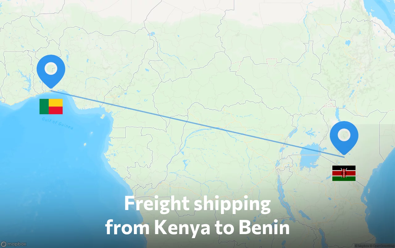 Shipping route from Kenya to Benin