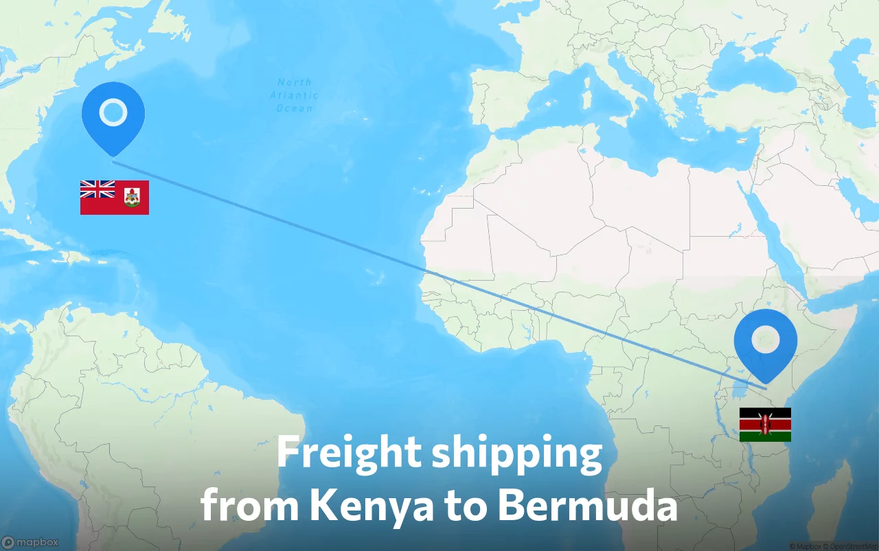 Shipping route from Kenya to Bermuda