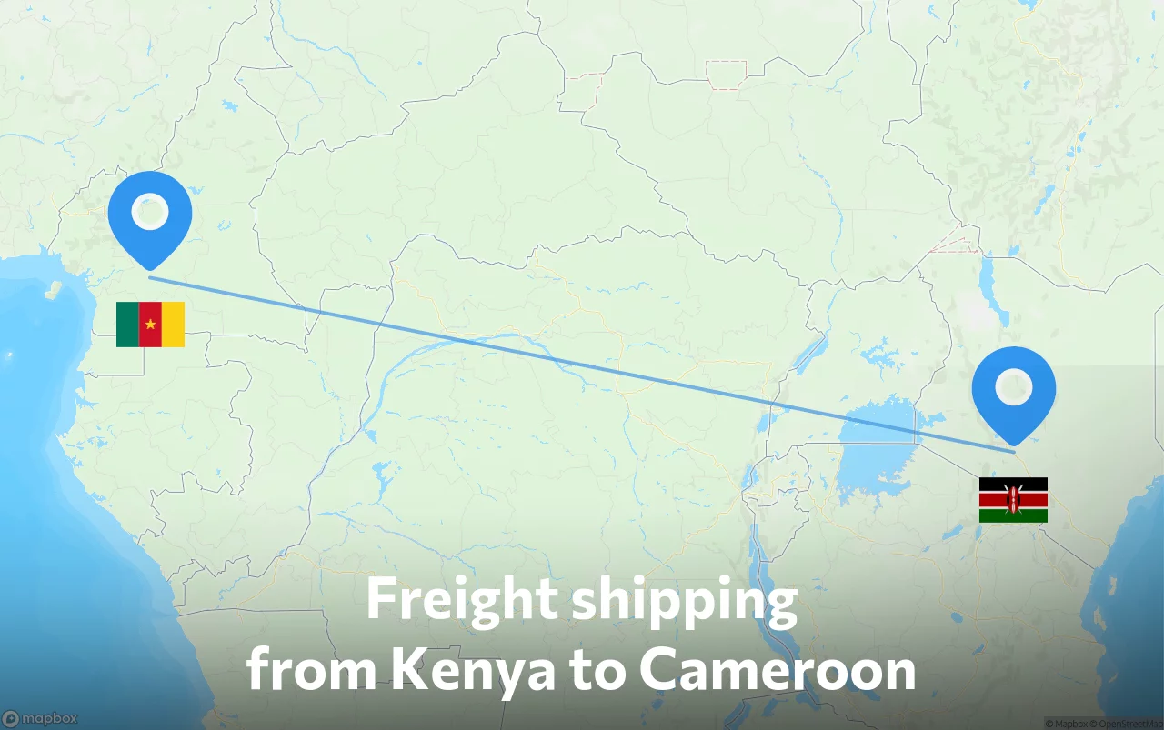 Shipping route from Kenya to Cameroon