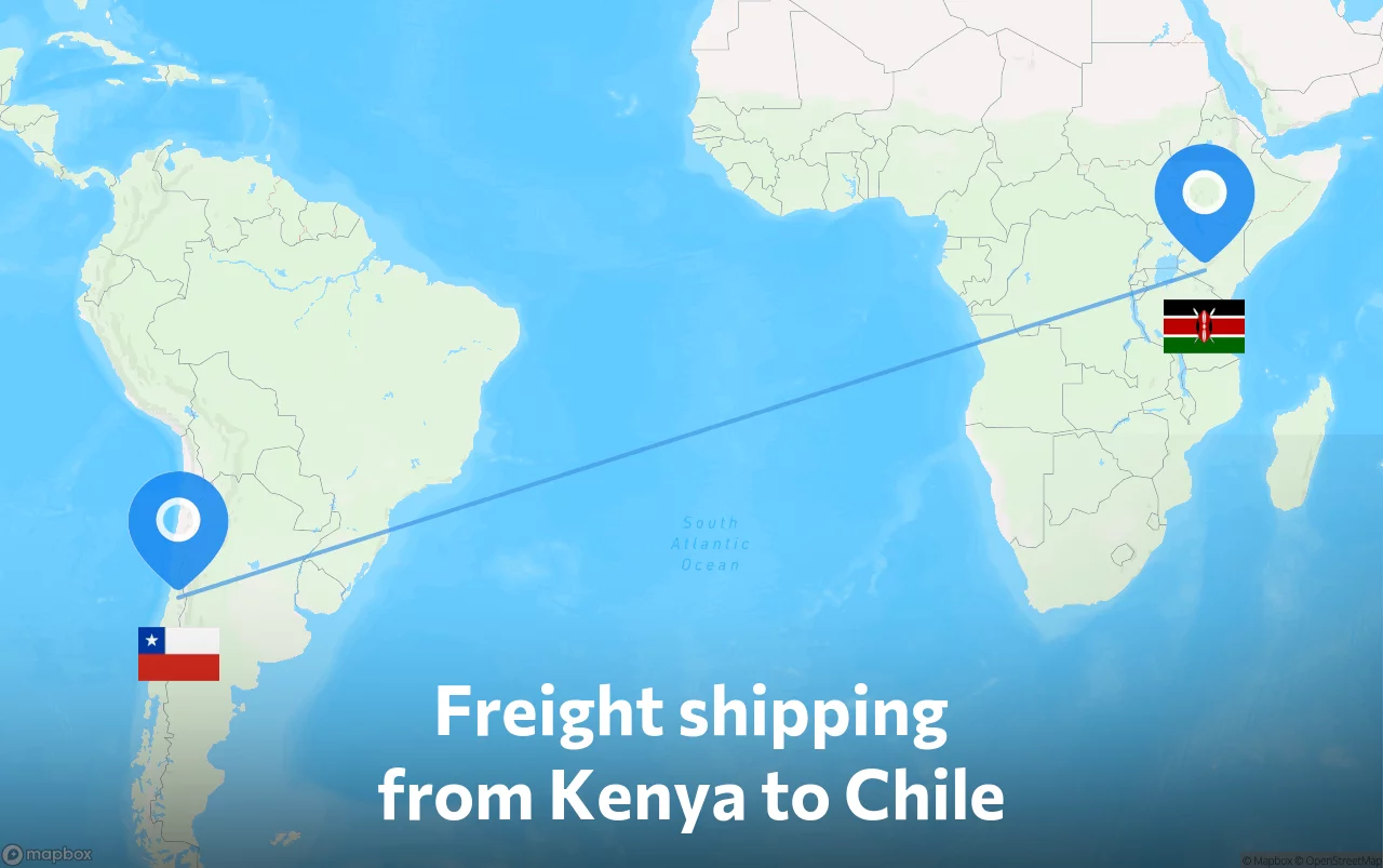 Shipping route from Kenya to Chile