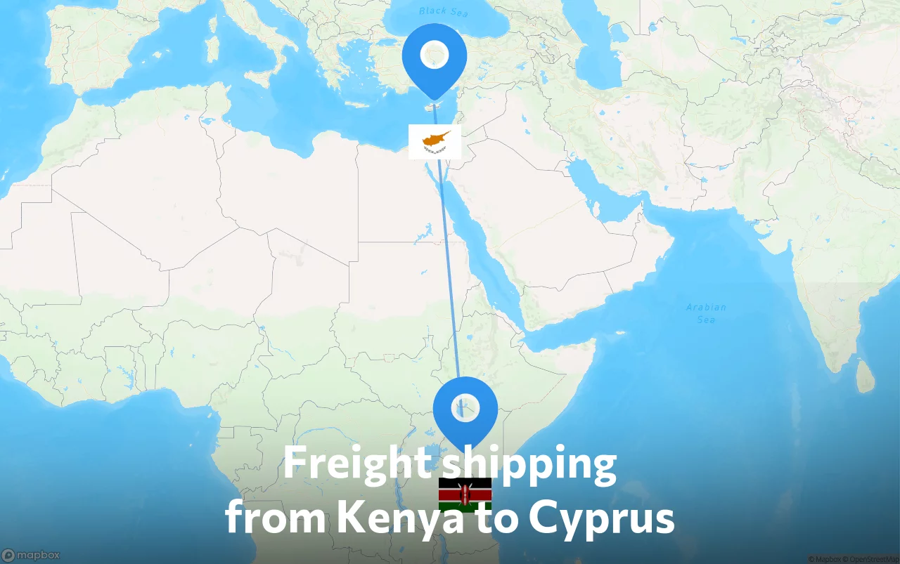 Shipping route from Kenya to Cyprus