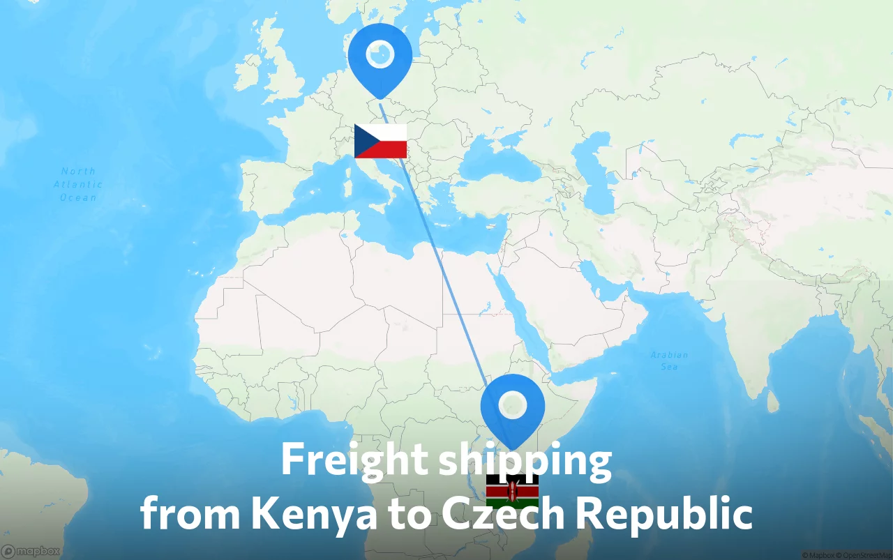 Shipping route from Kenya to Czech Republic