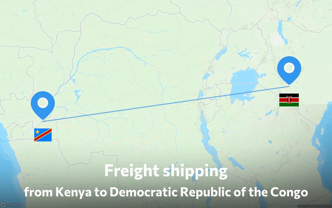 Shipping route from Kenya to Democratic Republic of the Congo