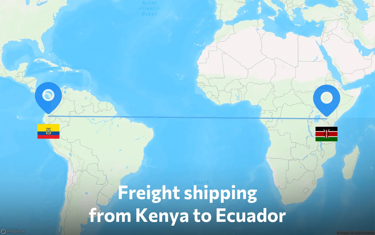 Shipping route from Kenya to Ecuador