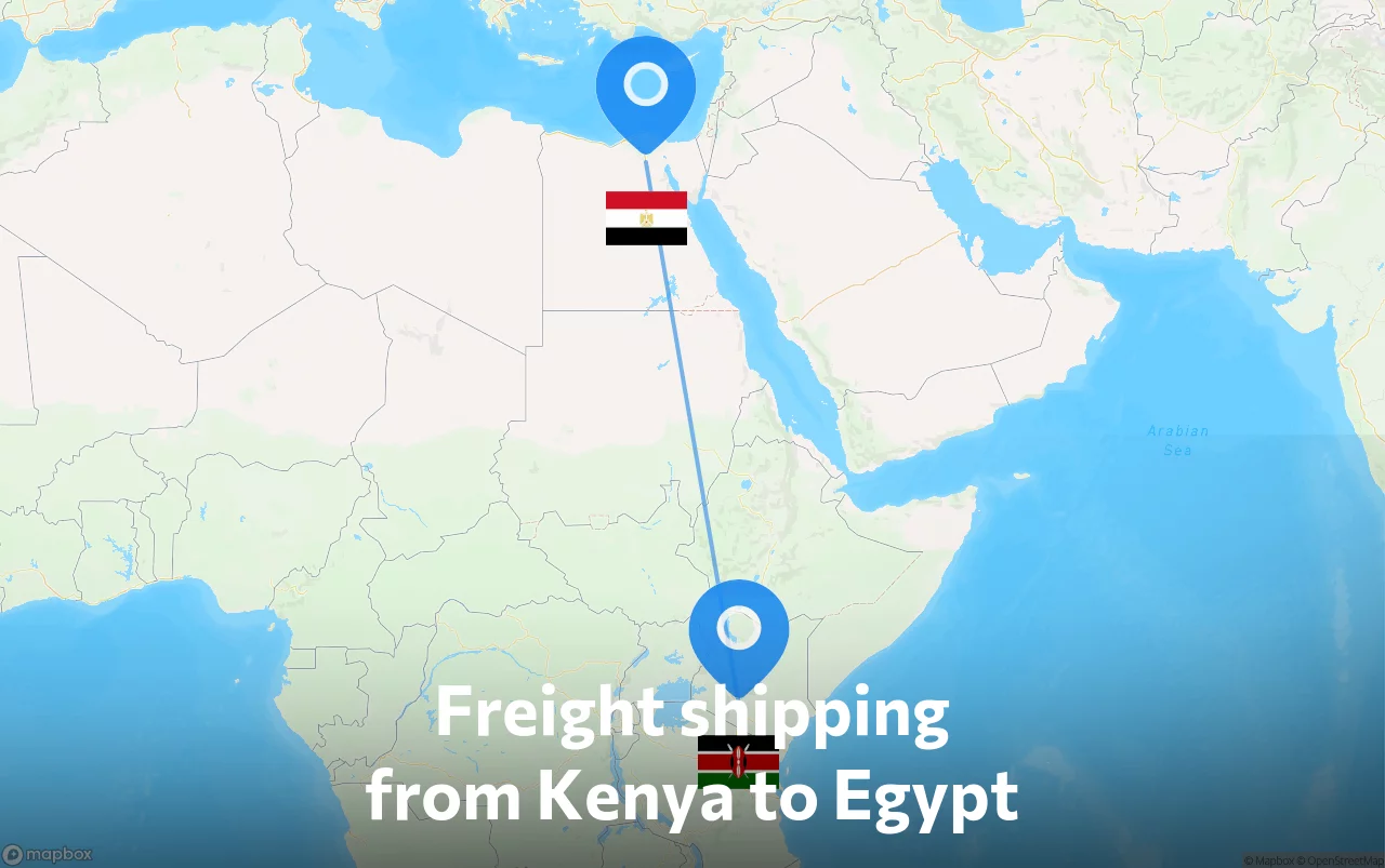 Shipping route from Kenya to Egypt