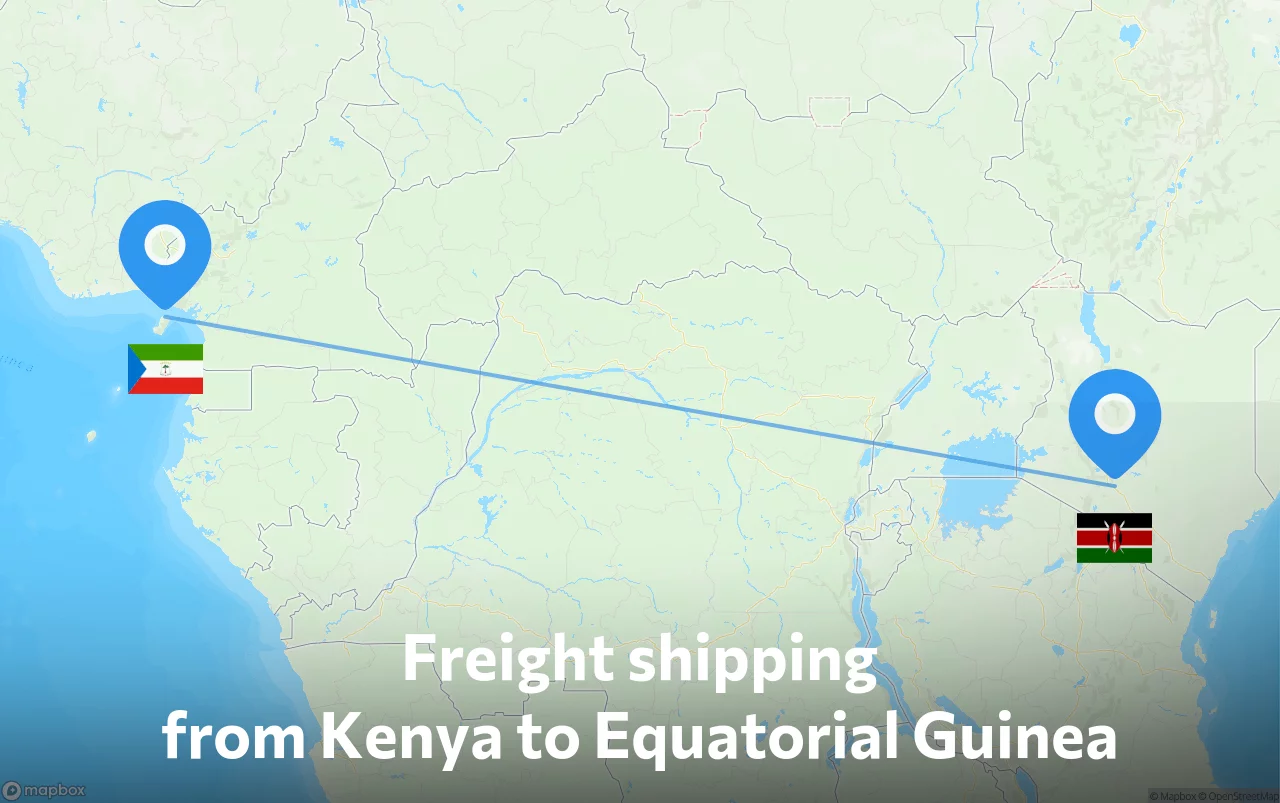 Shipping route from Kenya to Equatorial Guinea