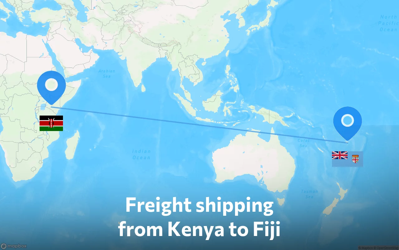 Shipping route from Kenya to Fiji