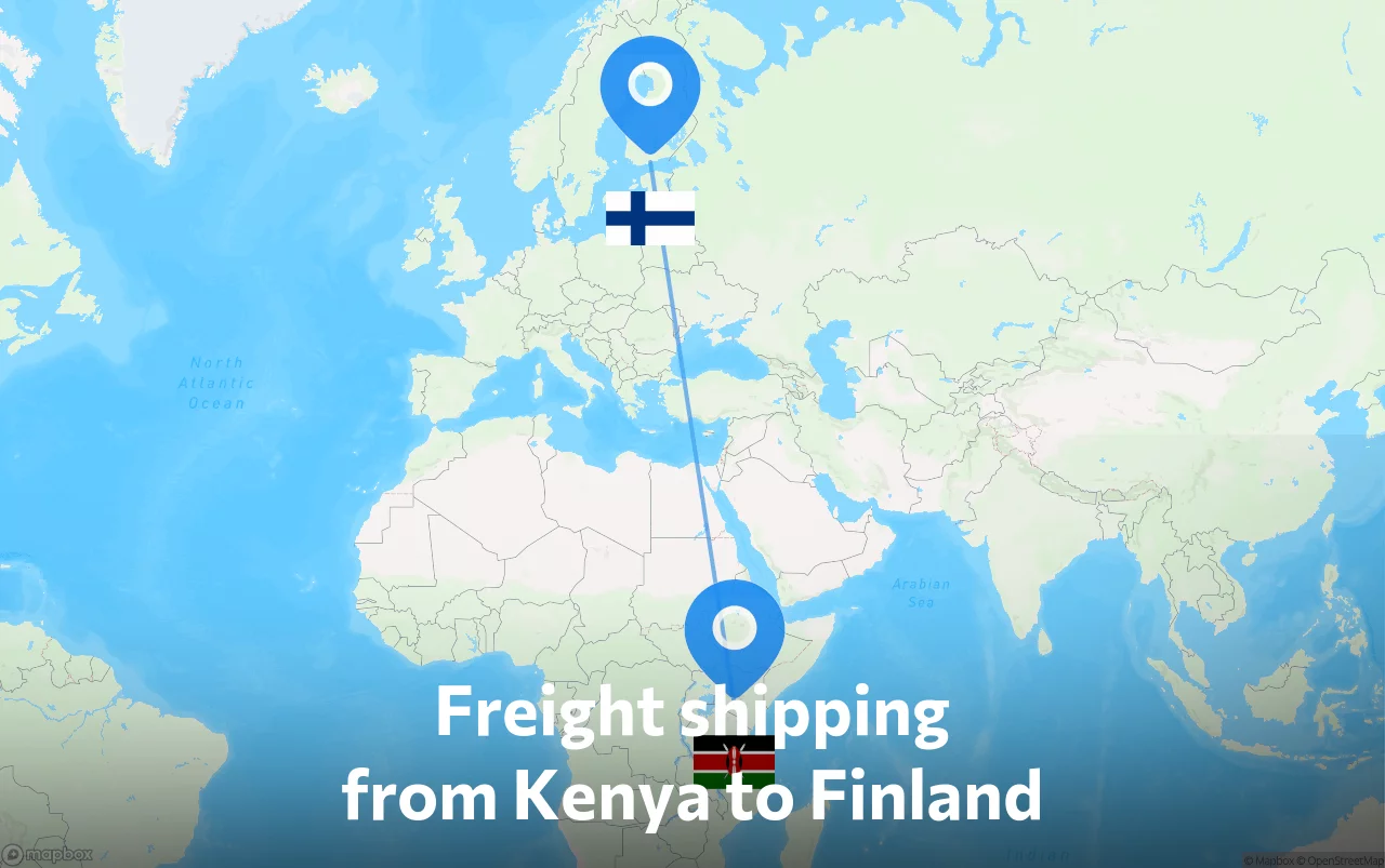 Shipping route from Kenya to Finland