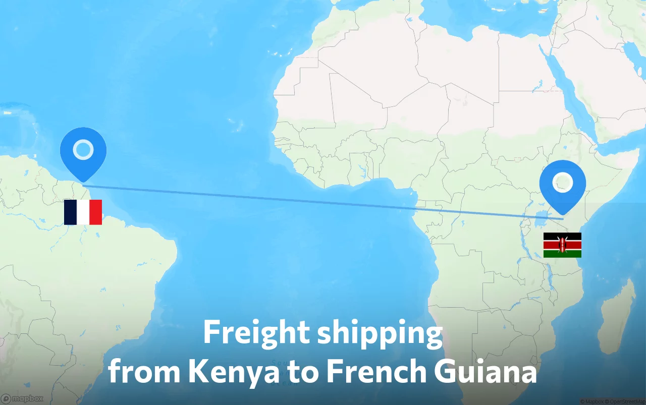 Shipping route from Kenya to French Guiana