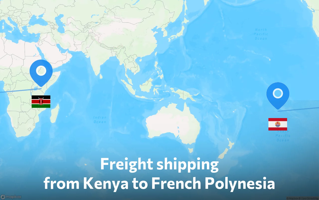Shipping route from Kenya to French Polynesia
