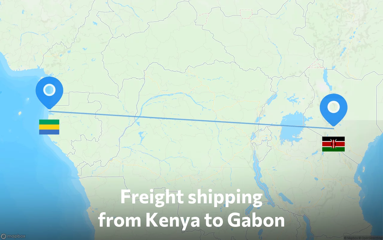 Shipping route from Kenya to Gabon