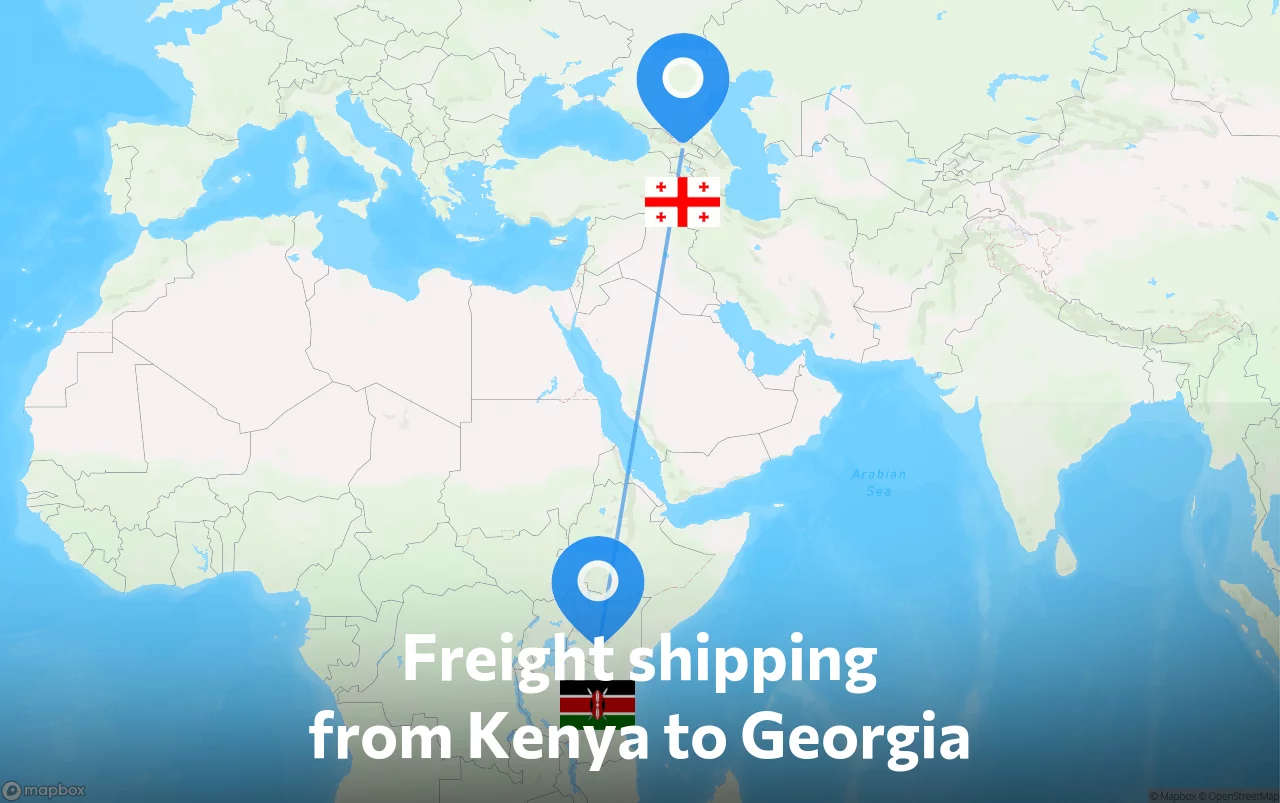 Shipping route from Kenya to Georgia
