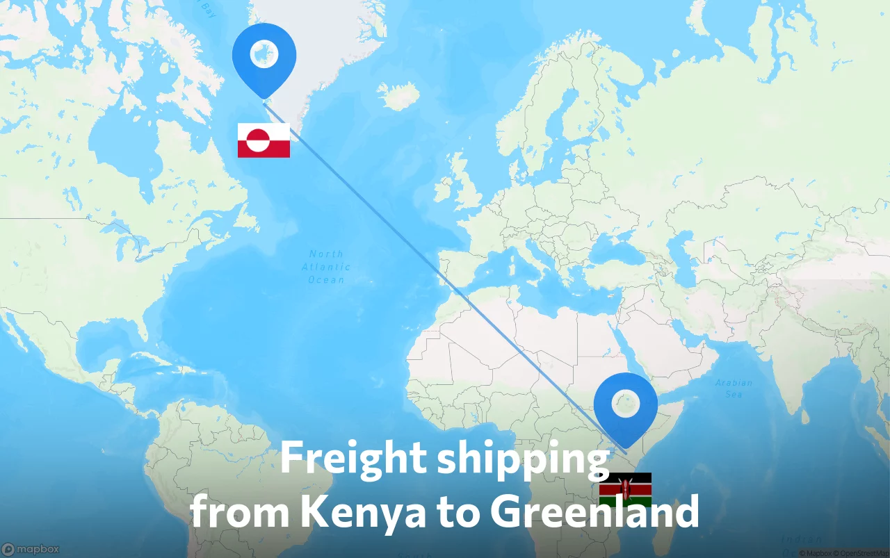 Shipping route from Kenya to Greenland