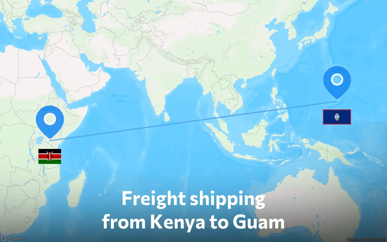 Shipping route from Kenya to Guam