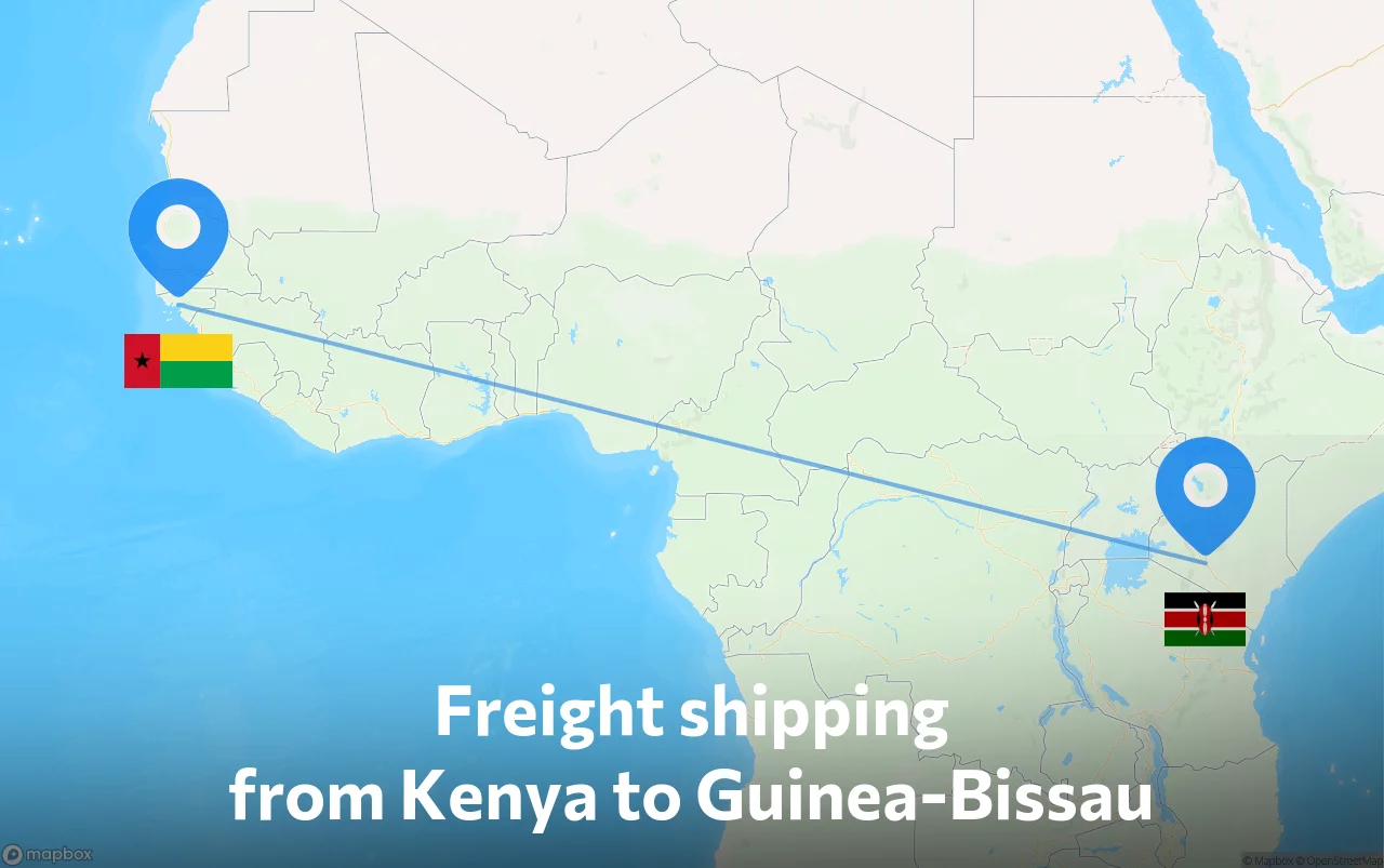 Shipping route from Kenya to Guinea-Bissau