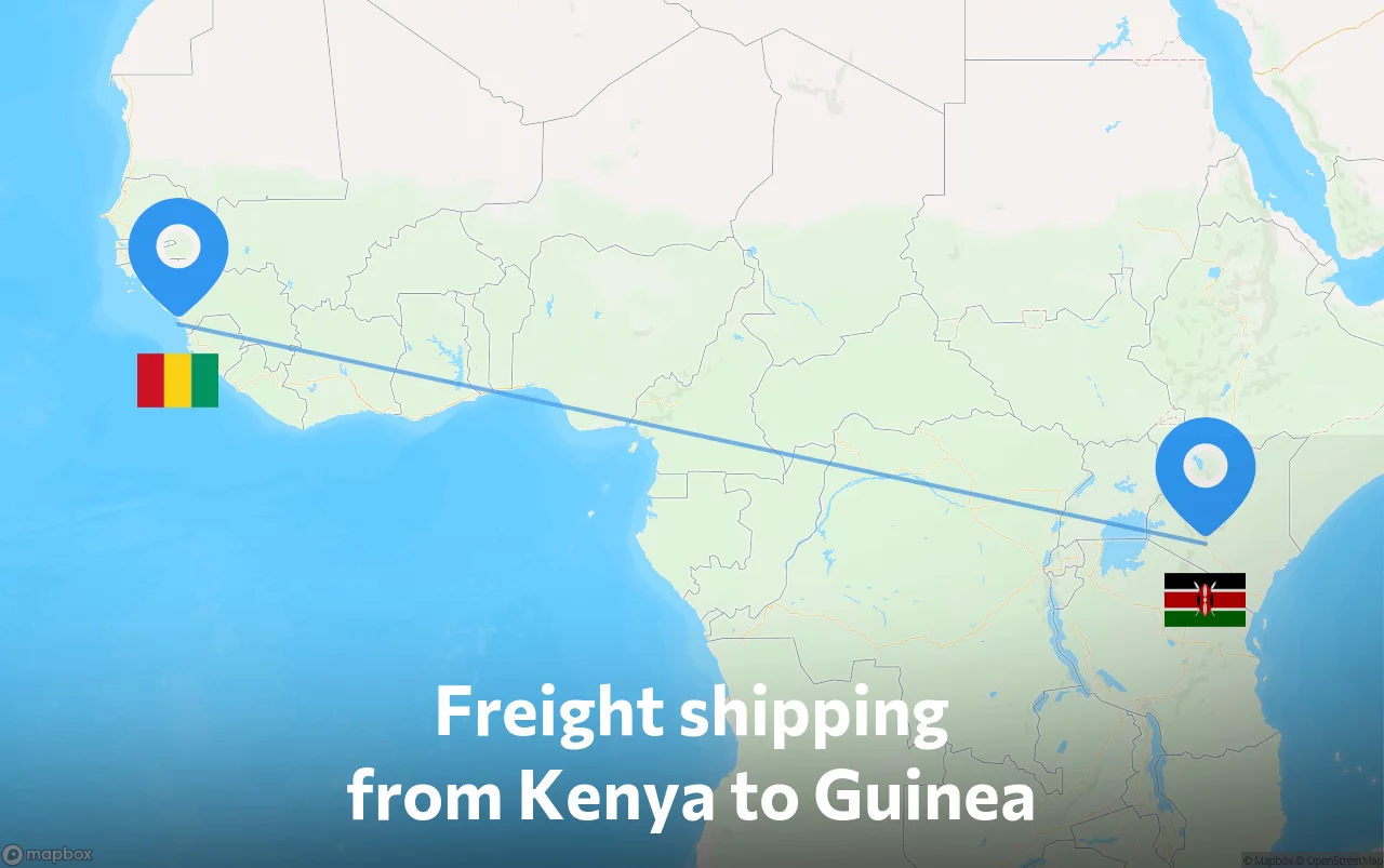 Shipping route from Kenya to Guinea