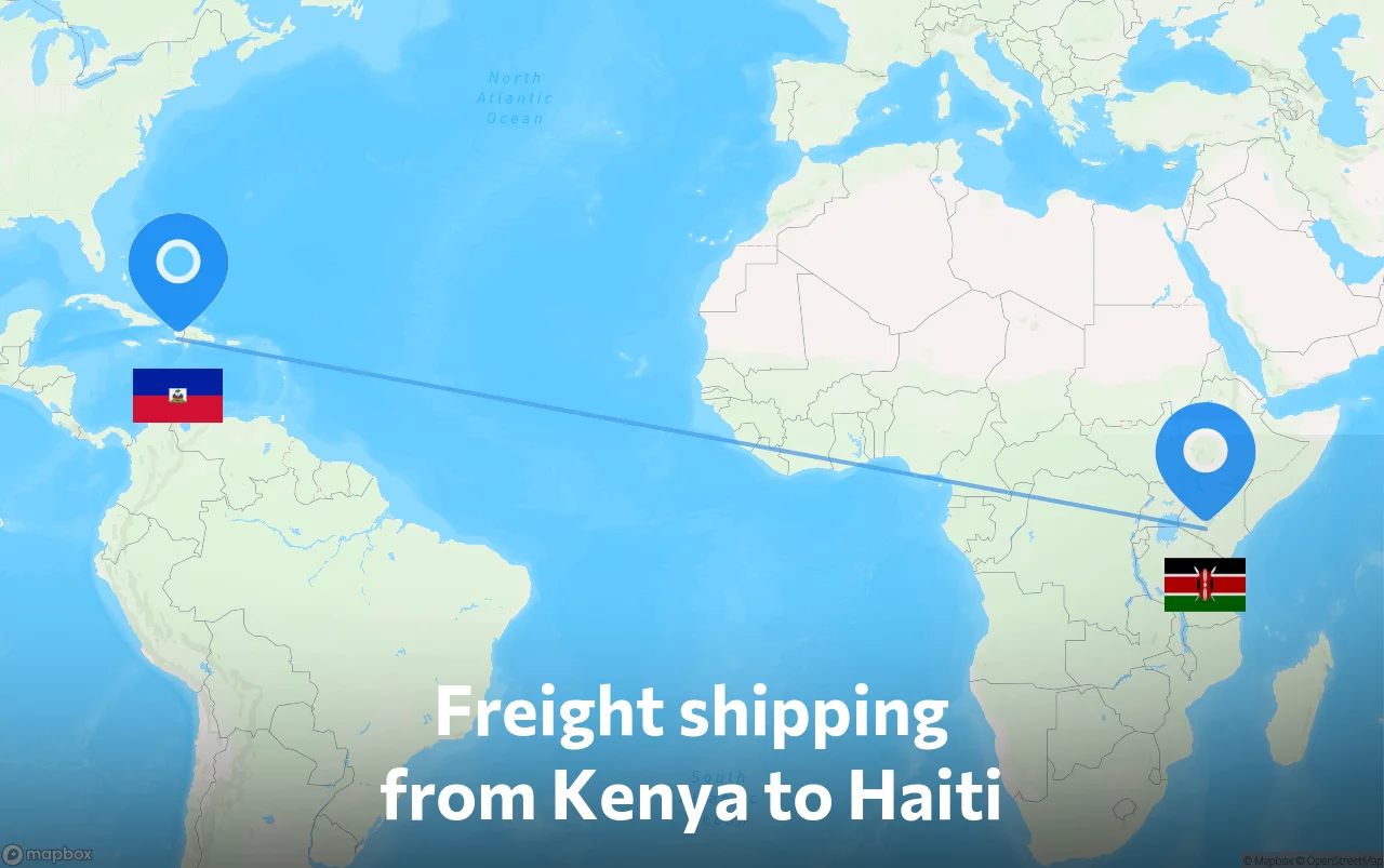 Shipping route from Kenya to Haiti