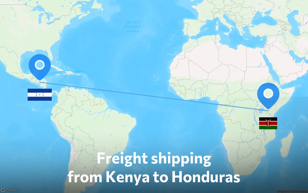 Shipping route from Kenya to Honduras