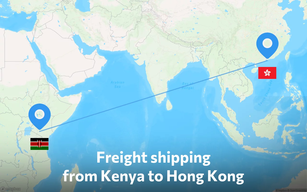 Shipping route from Kenya to Hong Kong