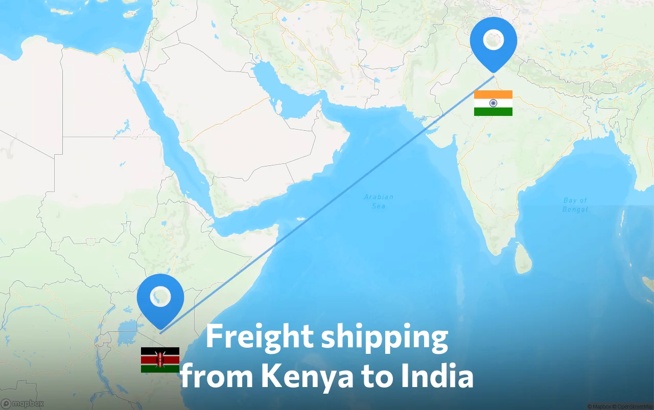Shipping route from Kenya to India