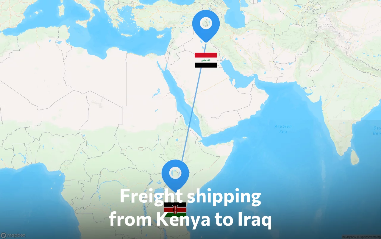 Shipping route from Kenya to Iraq
