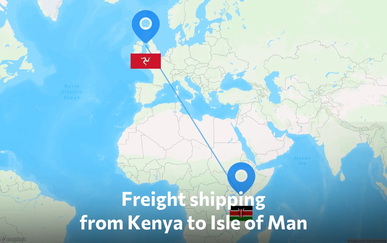 Shipping route from Kenya to Isle of Man