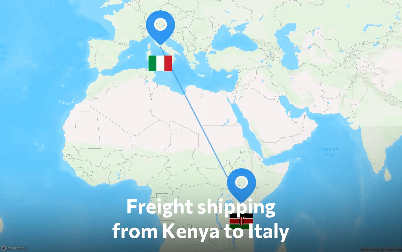 Shipping route from Kenya to Italy
