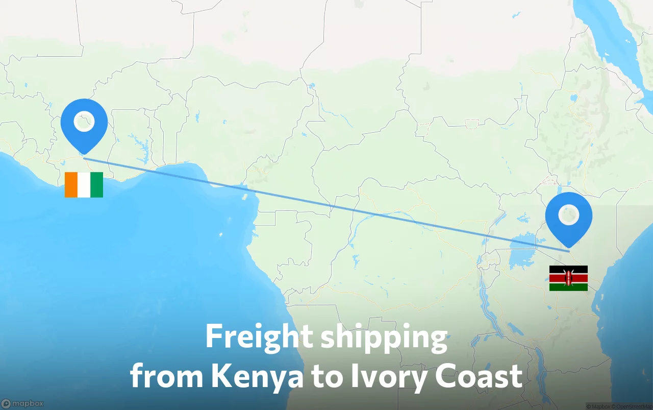 Shipping route from Kenya to Ivory Coast