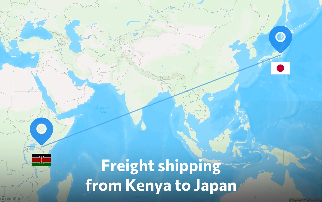 Shipping route from Kenya to Japan