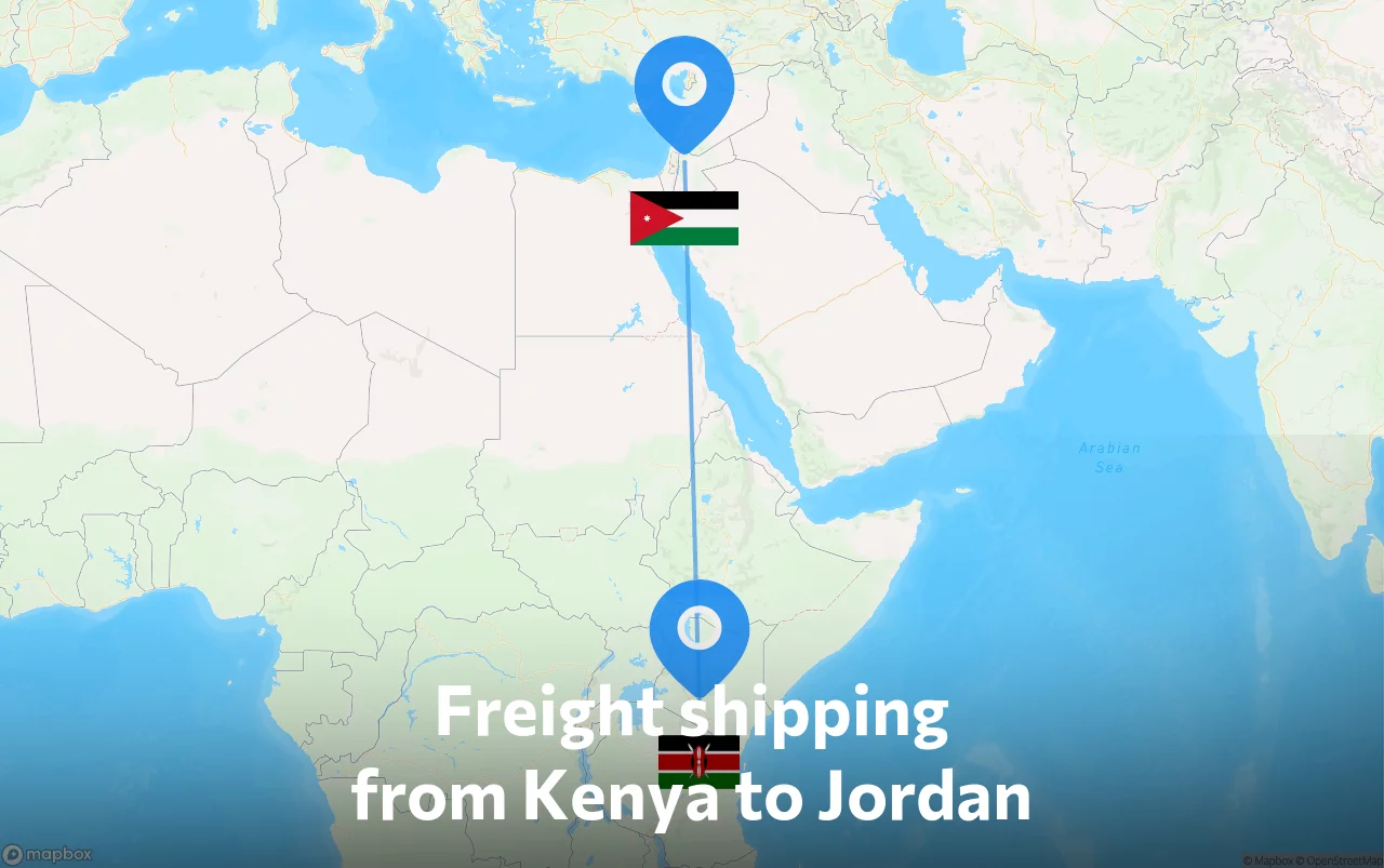 Shipping route from Kenya to Jordan