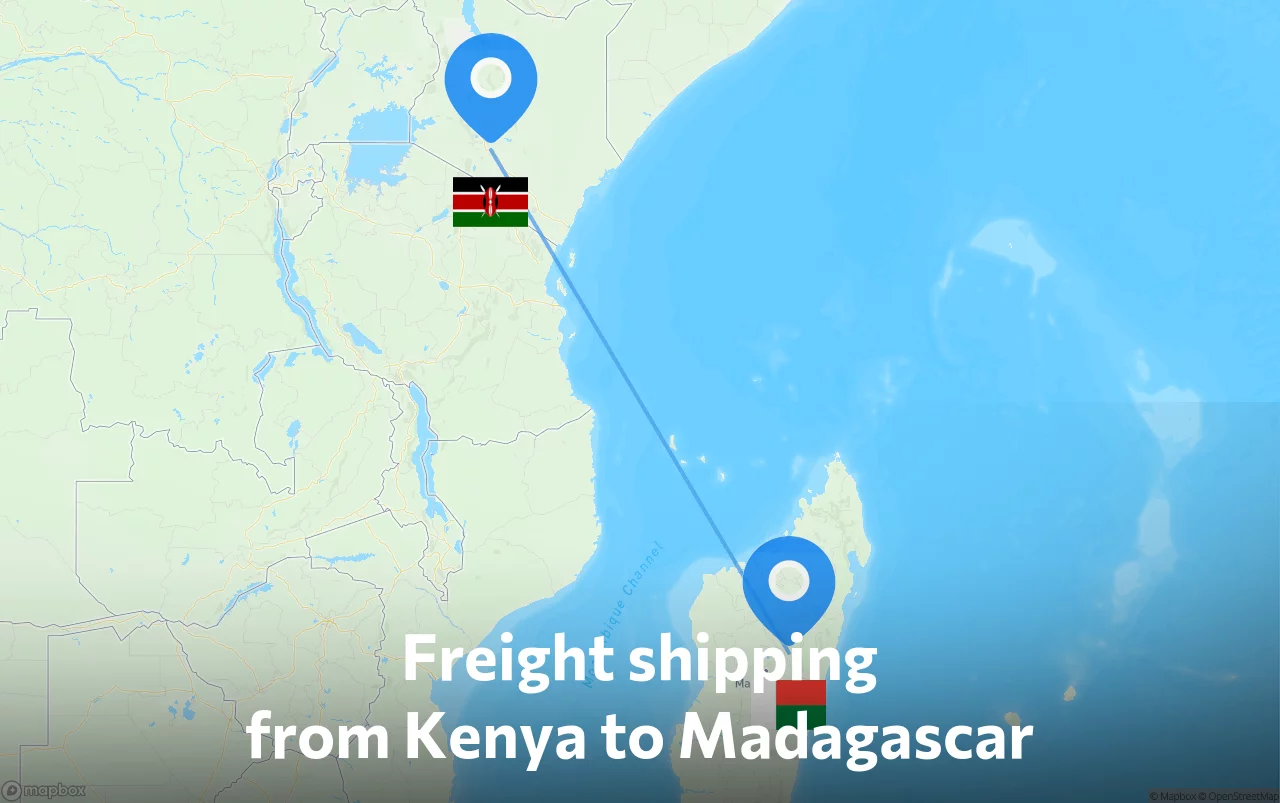 Shipping route from Kenya to Madagascar