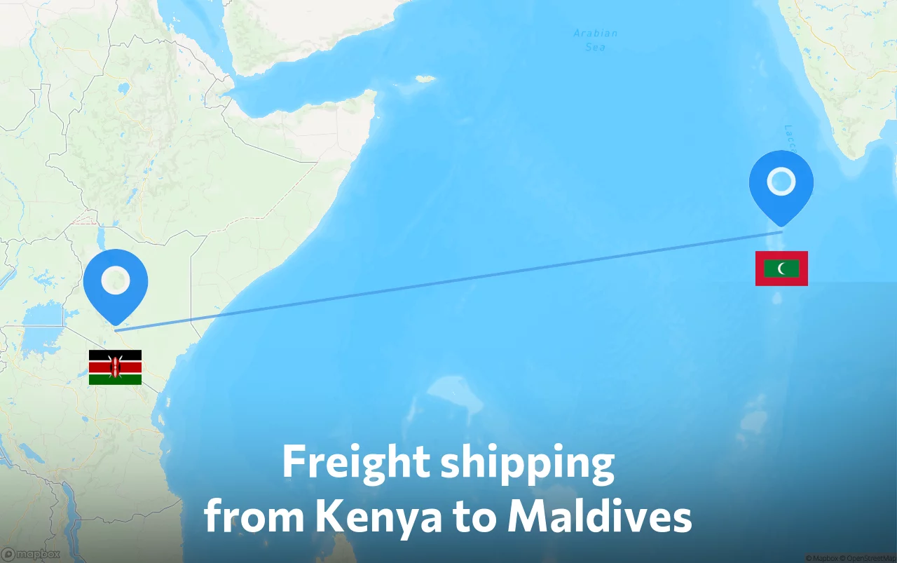 Shipping route from Kenya to Maldives