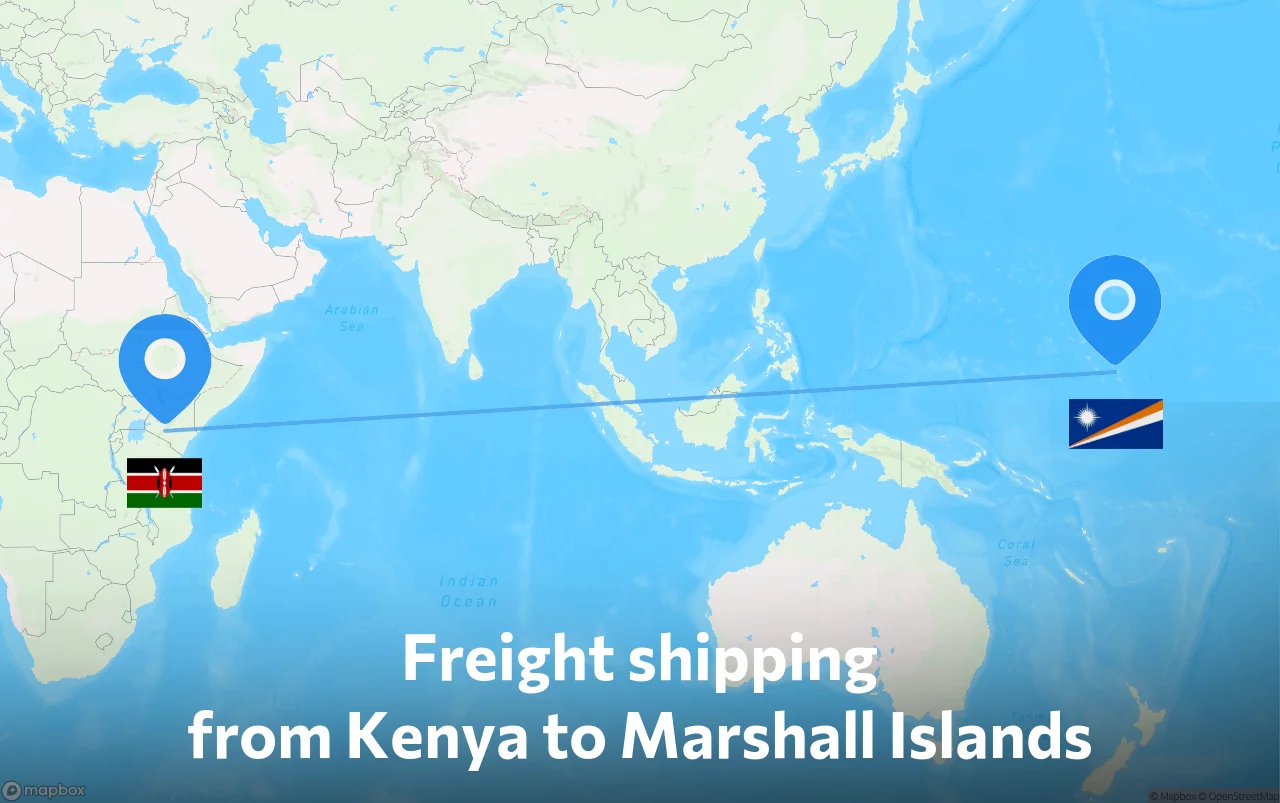 Shipping route from Kenya to Marshall Islands
