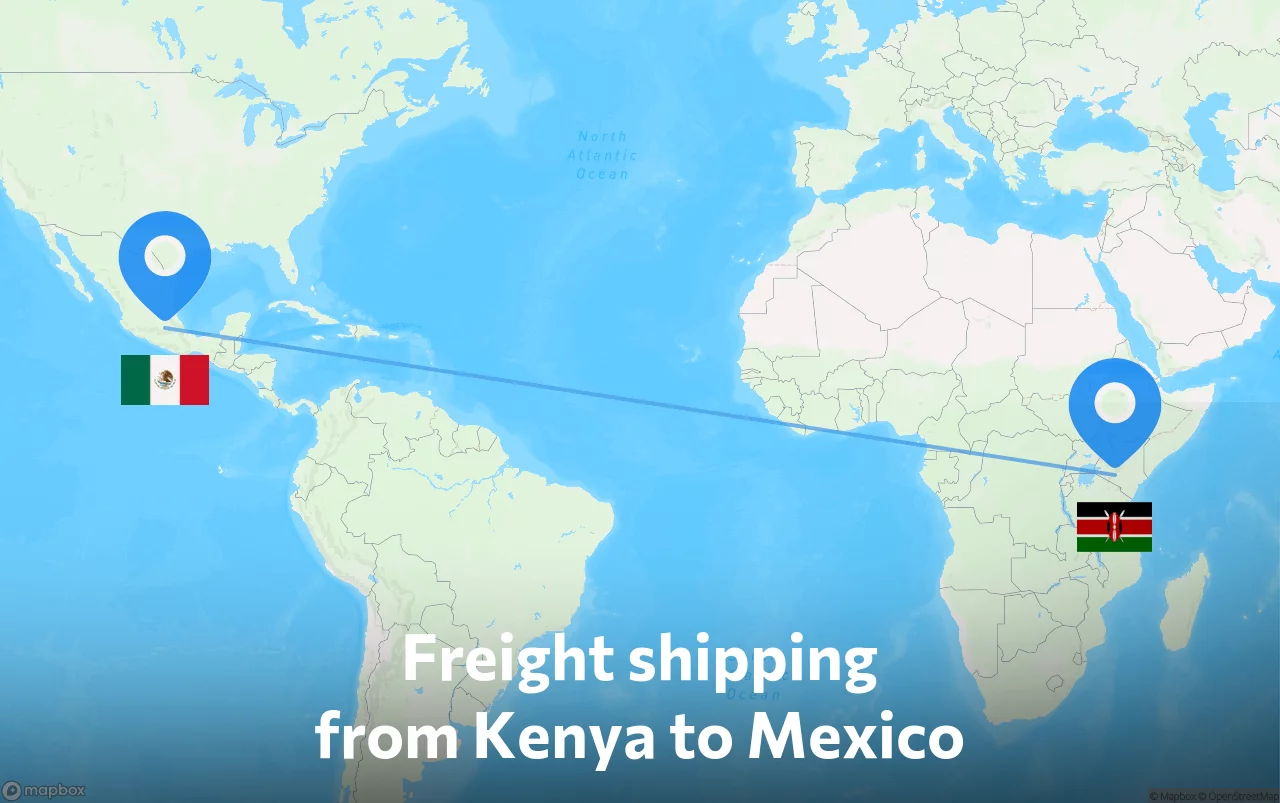 Shipping route from Kenya to Mexico