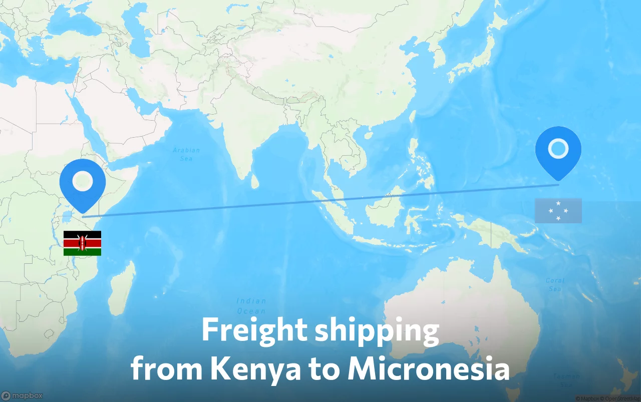 Shipping route from Kenya to Micronesia