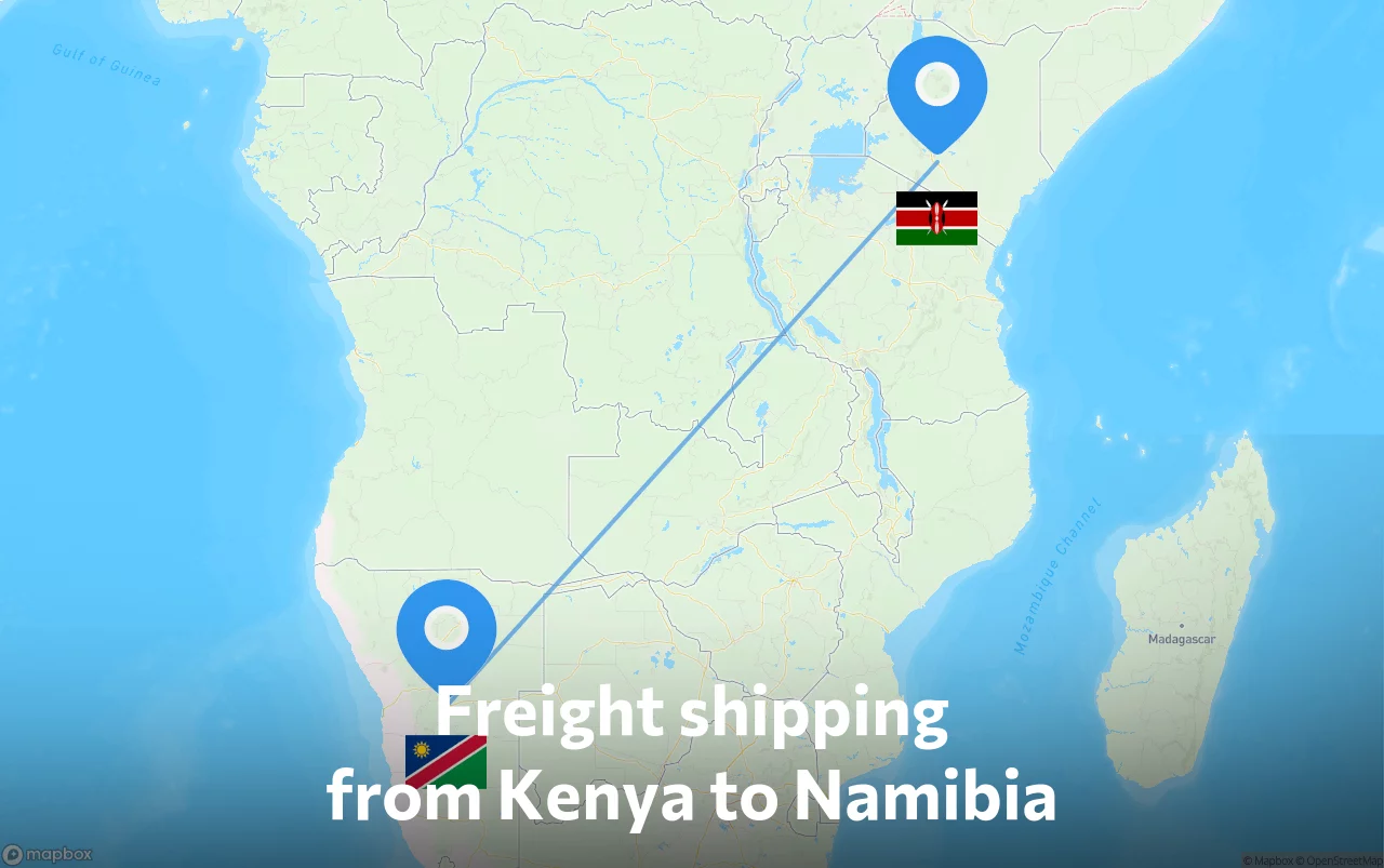 Shipping route from Kenya to Namibia