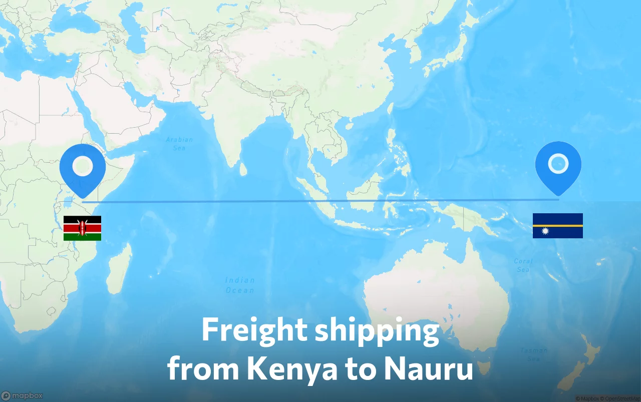 Shipping route from Kenya to Nauru